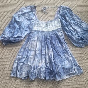 FREE PEOPLE $148 Blue Bali Flow Dress Sz M Oversized